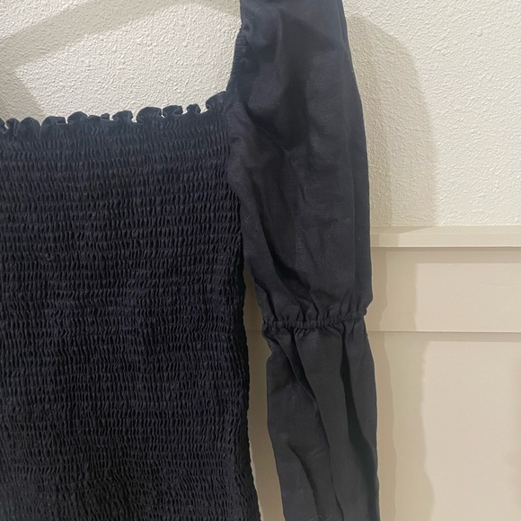 Reformation Hilary Black Smocked Mini Dress Size M - Picture 13 of 16